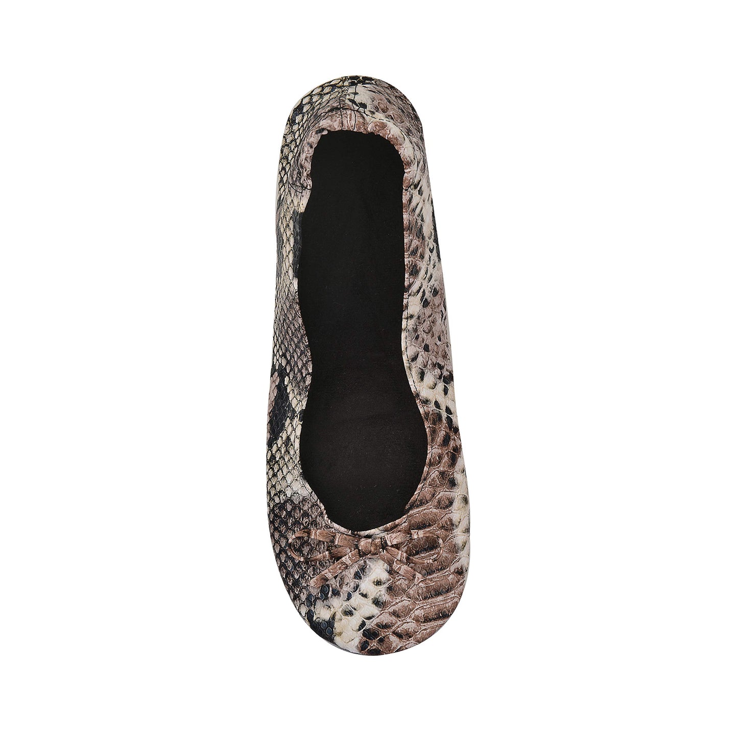 Women Foldable Flat Slipper Shoe-Black Snakeskin