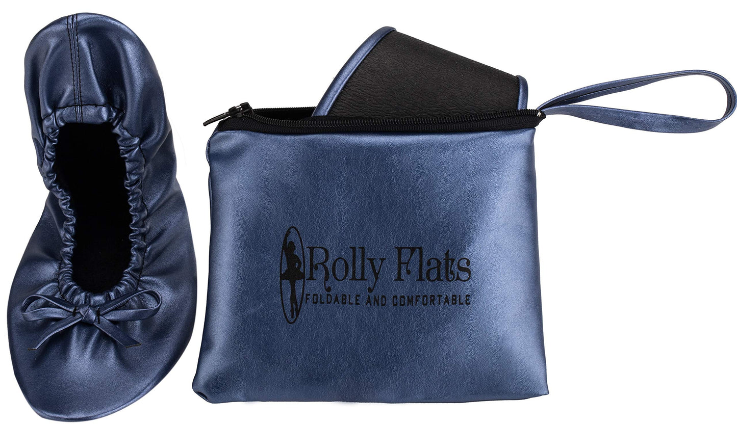 Women Foldable Flat Slipper Shoe-Navy Blue