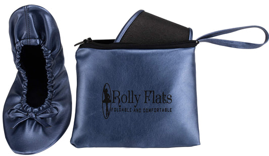 Women Foldable Flat Slipper Shoe-Navy Blue