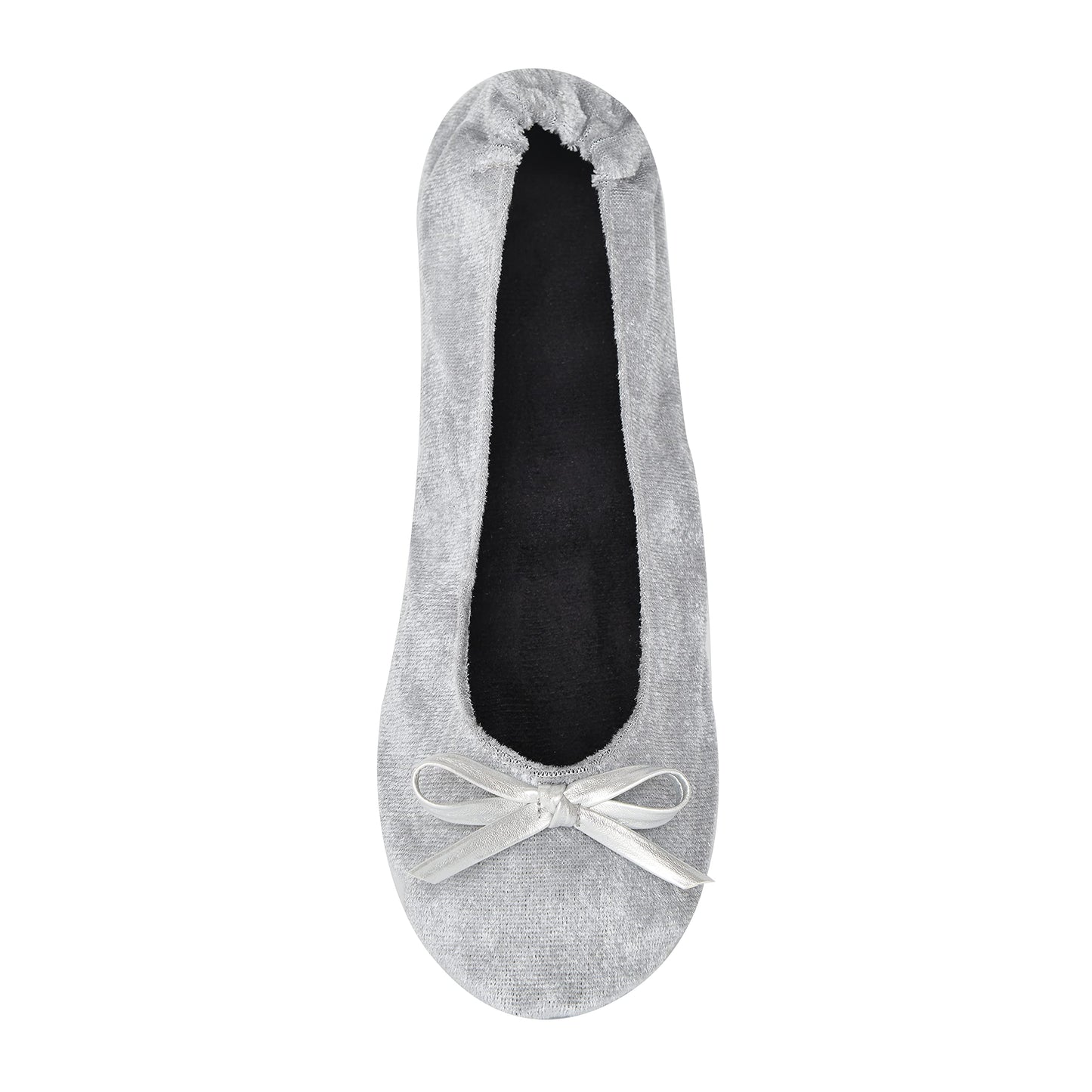 Women Foldable Flat Slipper Shoe-Light Grey Velvet
