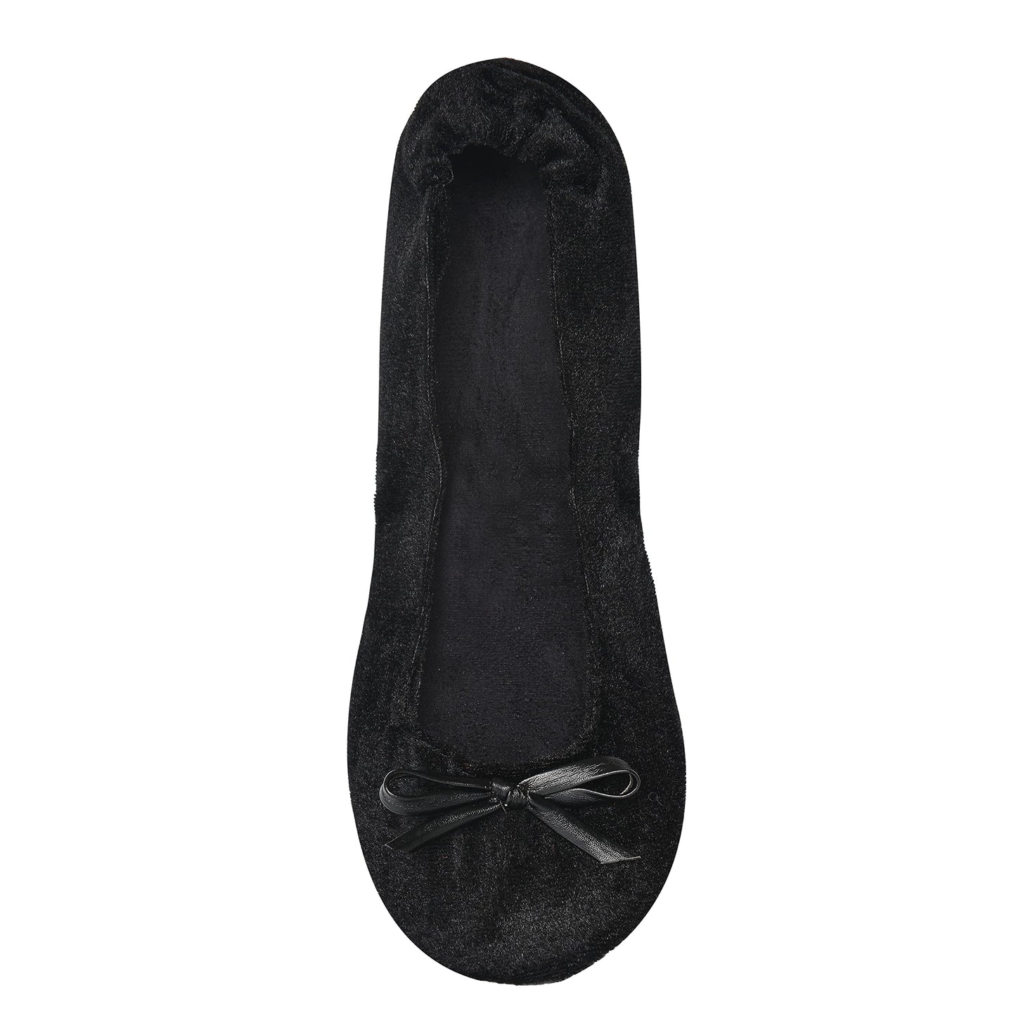 Women Foldable Flat Slipper Shoe-Black Velvet