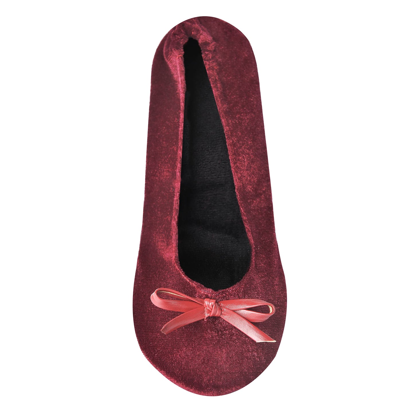 Women Foldable Flat Slipper Shoe-Burgundy Velvet