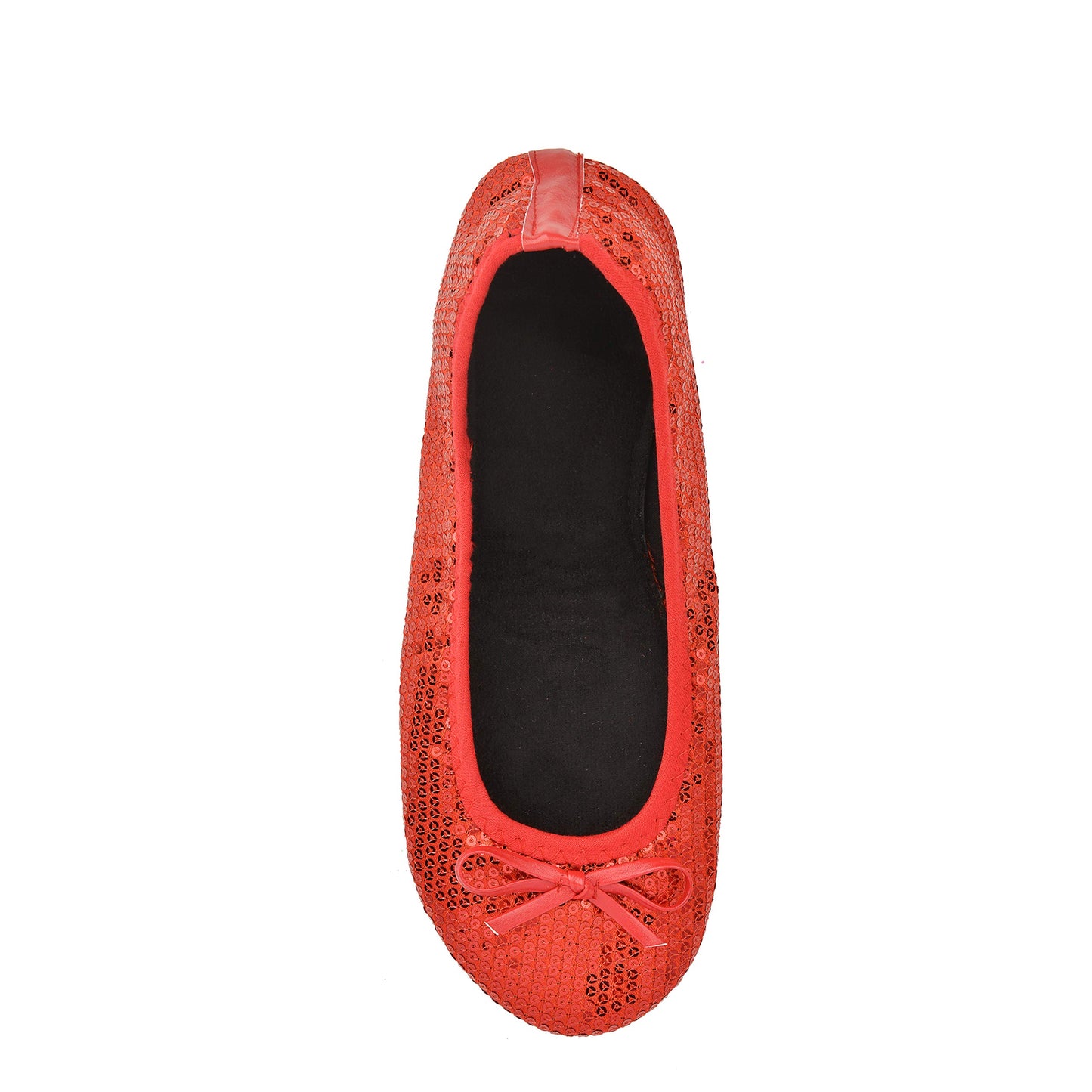 Women Foldable Flat Slipper Shoe-Red Sequin