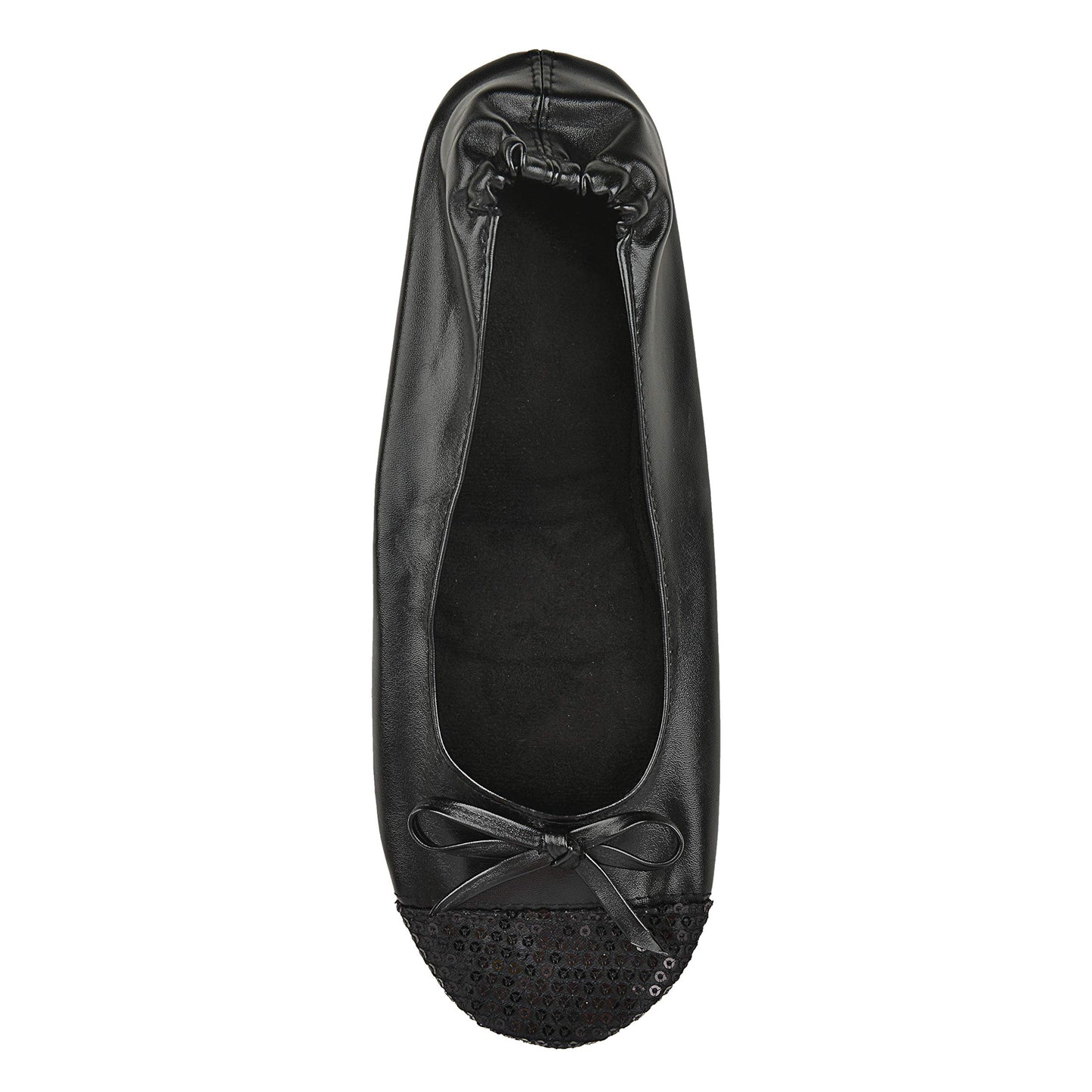 Women Foldable Flat Slipper Shoe-Black Sequin Tip