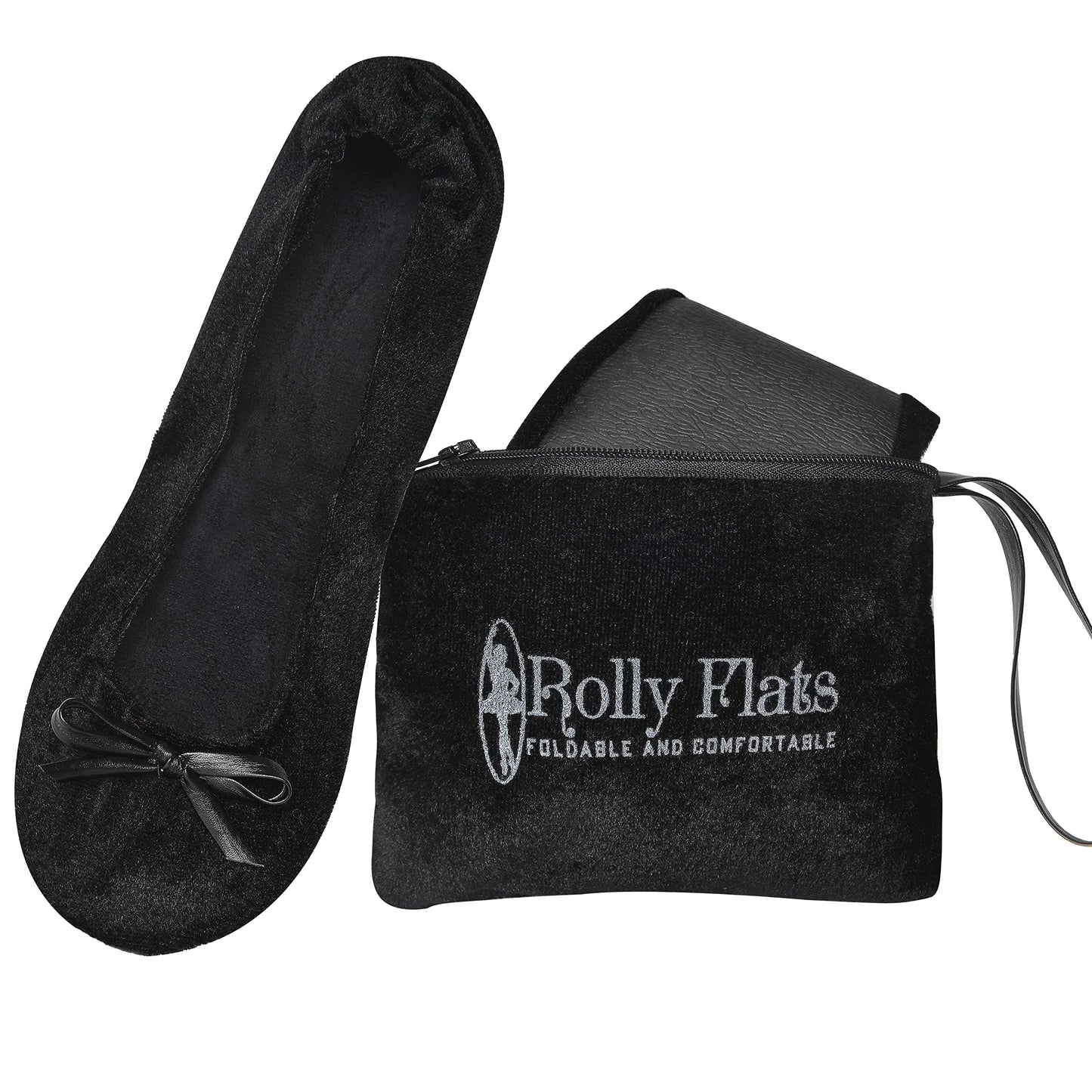 Women Foldable Flat Slipper Shoe-Black Velvet