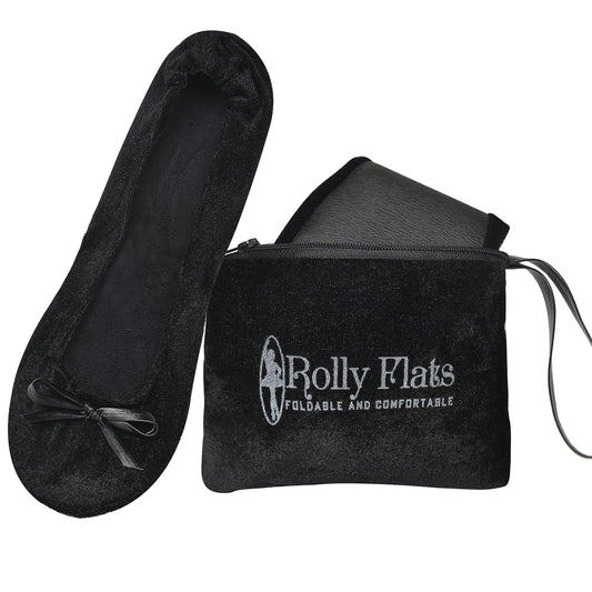 Women Foldable Flat Slipper Shoe-Black Velvet
