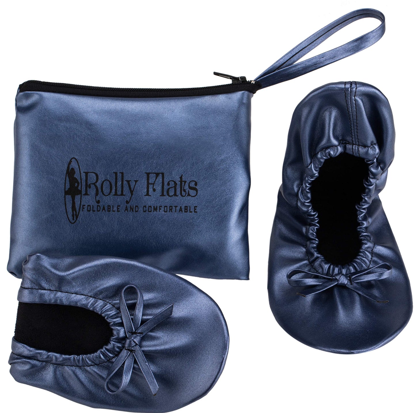 Women Foldable Flat Slipper Shoe-Navy Blue