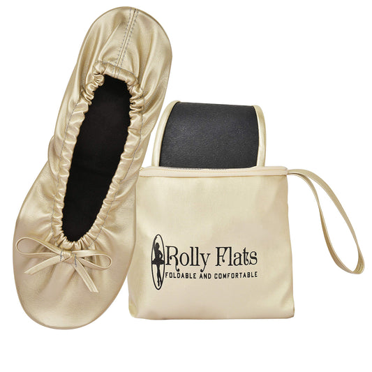 Women Foldable Flat Slipper Shoe-Champagne Gold