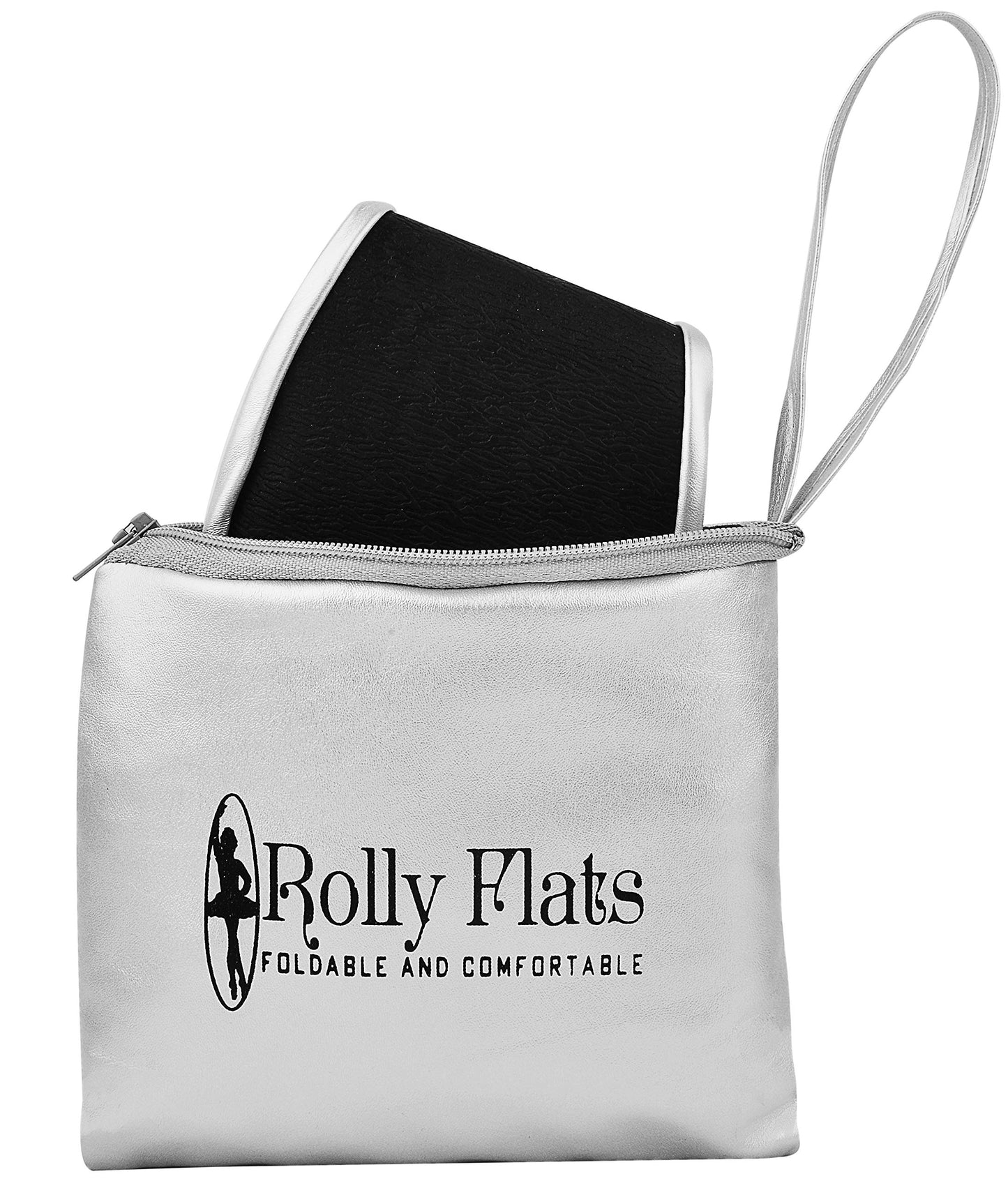 Women Foldable Flat Slipper Shoe-Silver+Expandable Tote