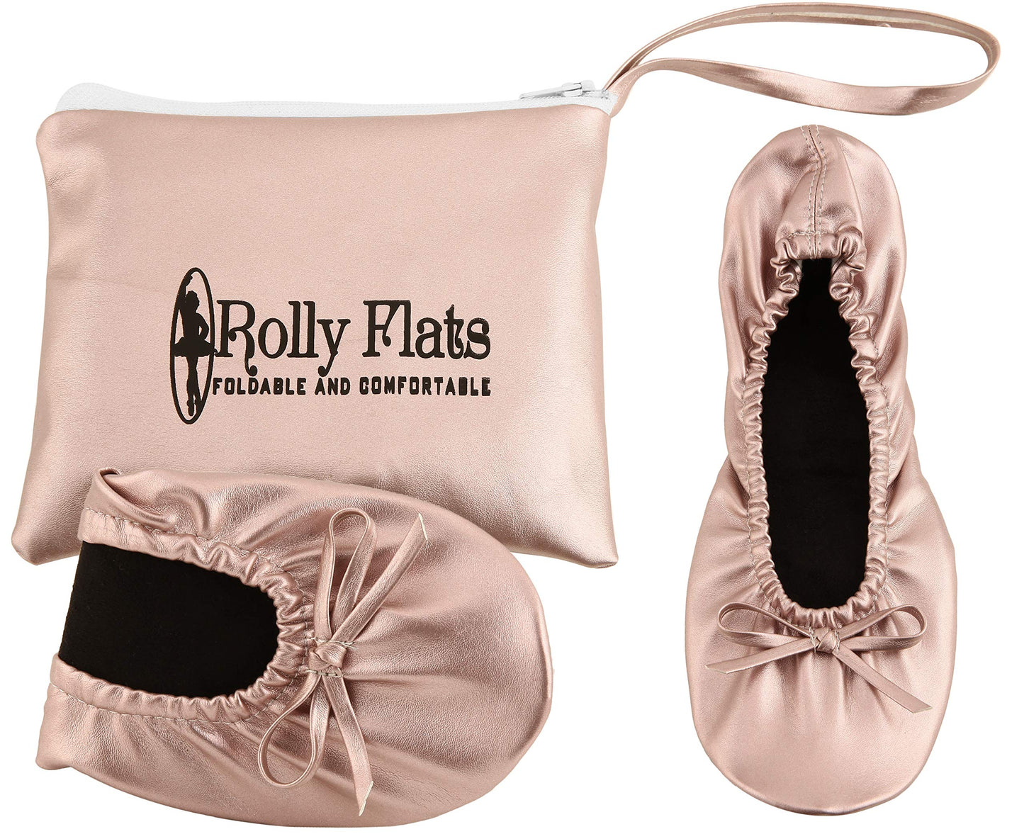 Women Foldable Flat Slipper Shoe-Rose Gold
