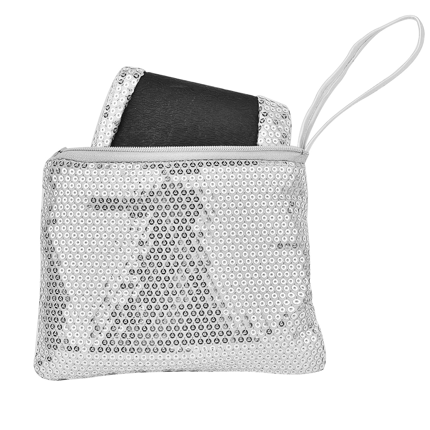 Women Foldable Flat Slipper Shoe-Silver Sequin