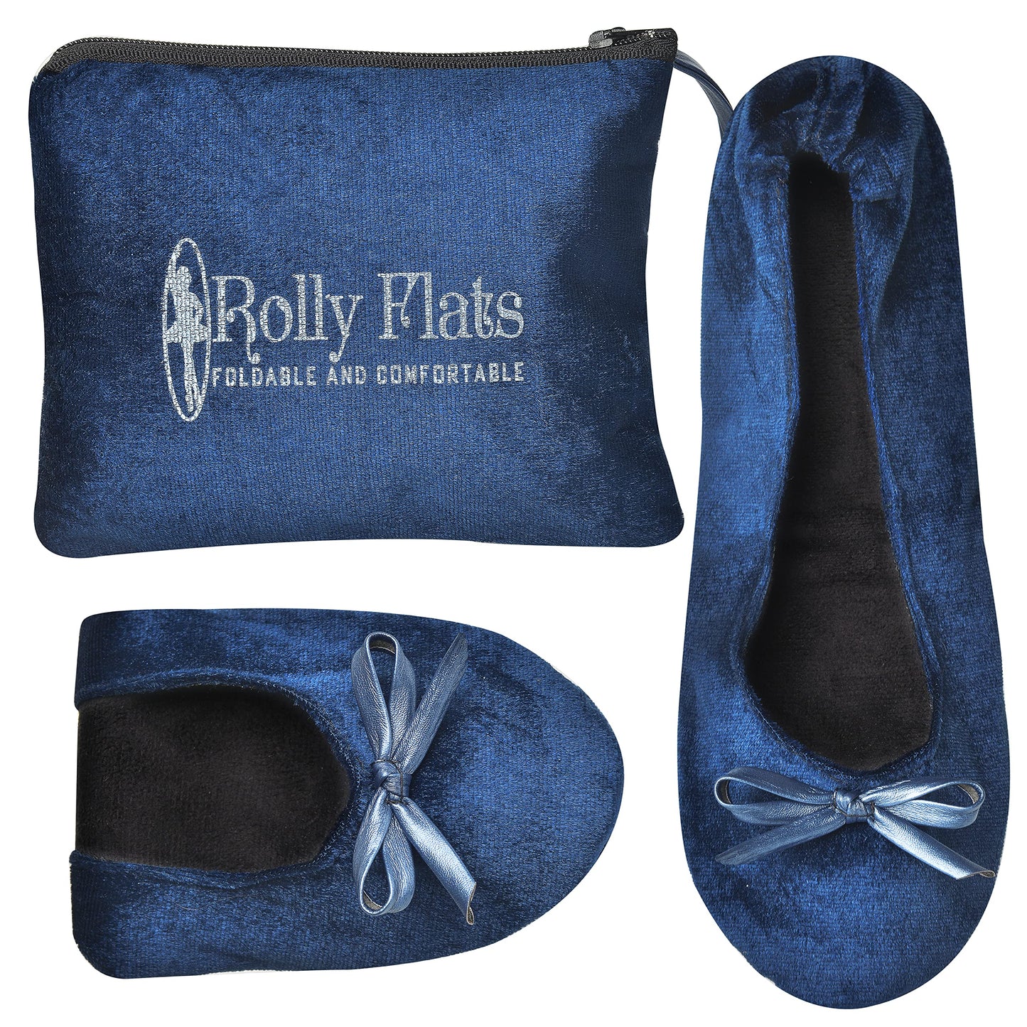 Women Foldable Flat Slipper Shoe-Royal Blue Velvet
