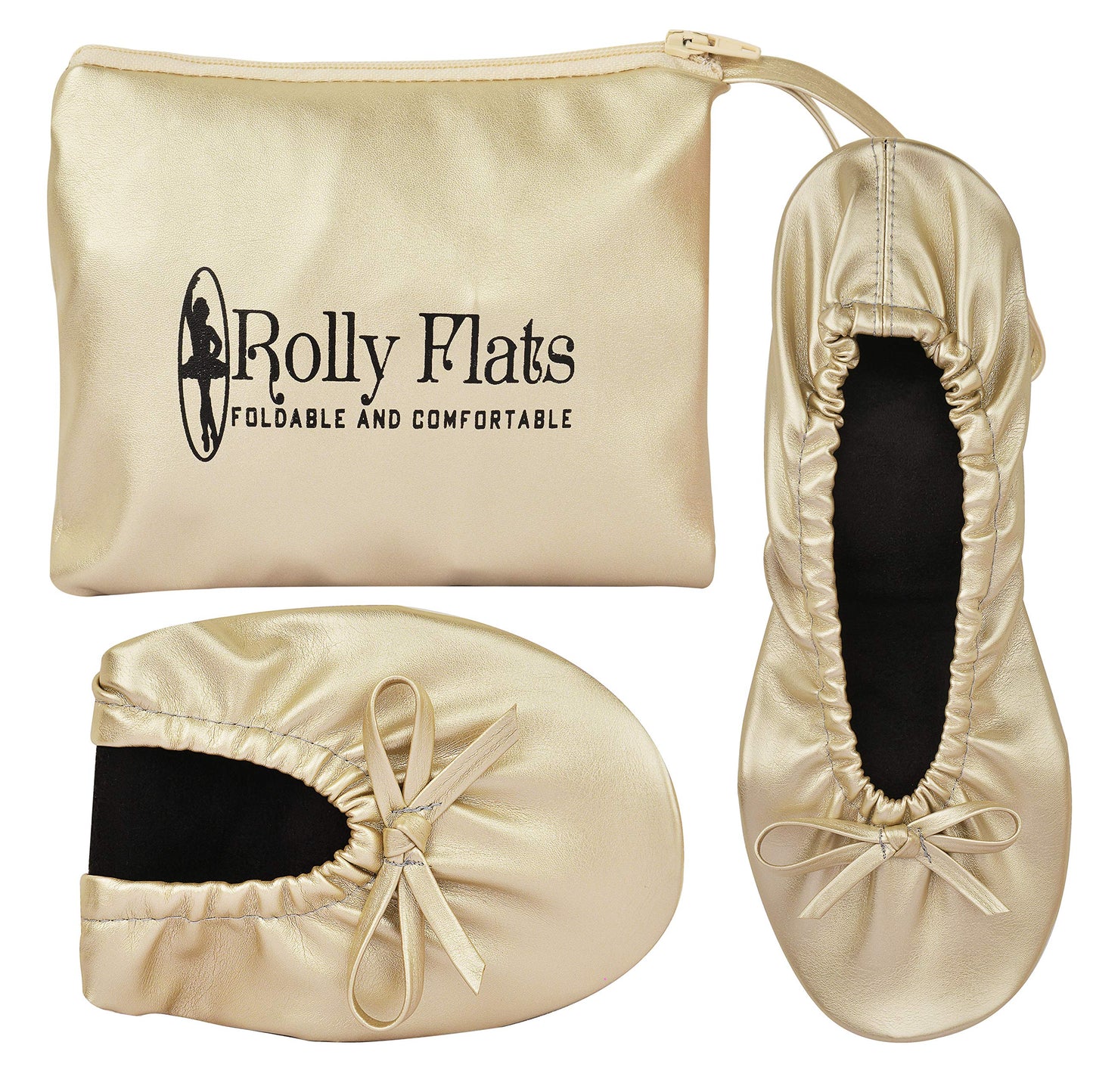 Women Foldable Flat Slipper Shoe-Champagne Gold