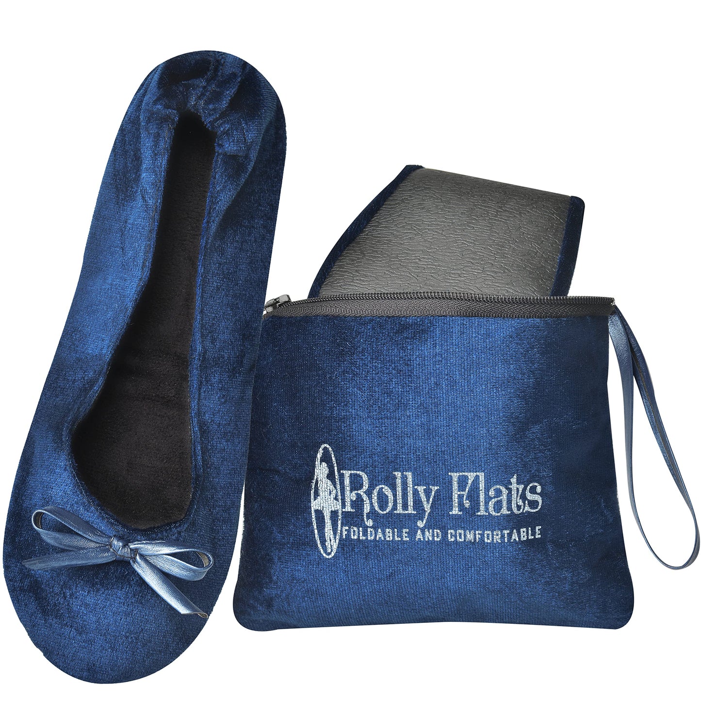 Women Foldable Flat Slipper Shoe-Royal Blue Velvet