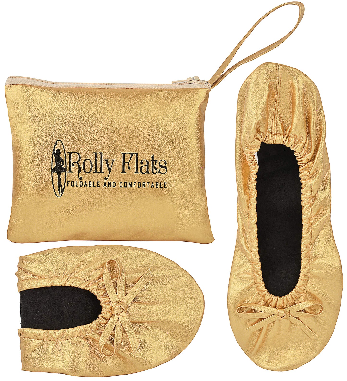 Women Foldable Flat Slipper Shoe-Gold